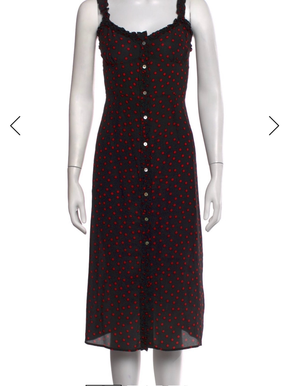 Realisation Par M Black Midi Dress with Red Polka Dots